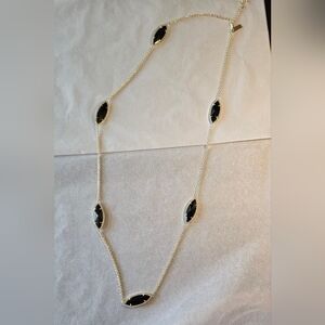 Kendra Scott Tory Marquis Long Station Necklace Gold & Black Onxy